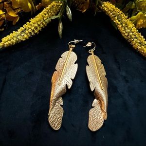 Gold Color Leaf Earrings! Faux Leather and very light! So cute!
